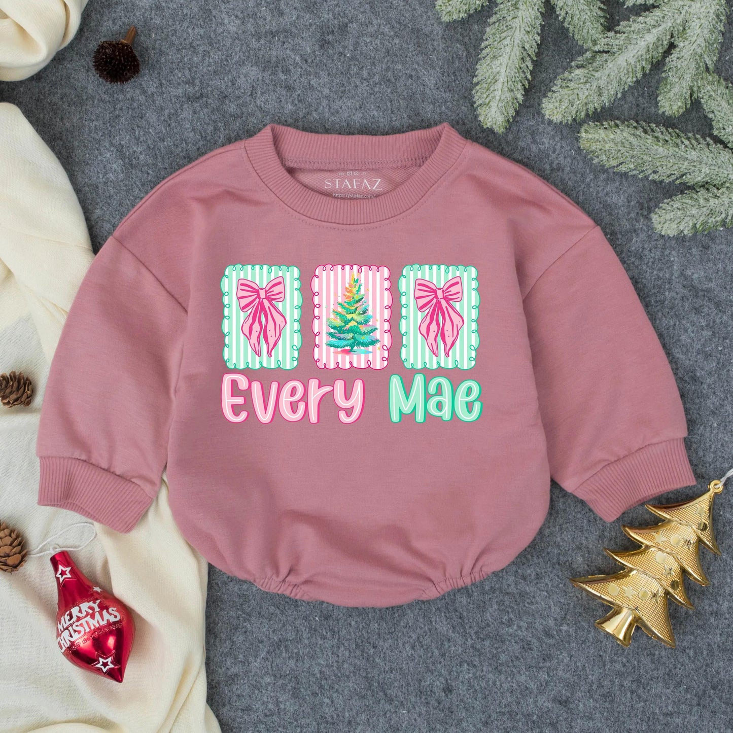 Personalized Merry and Bright Christmas Baby Romper Holiday Outfit Festive Infant Toddler Clothes Soft Comfortable First Christmas Gift