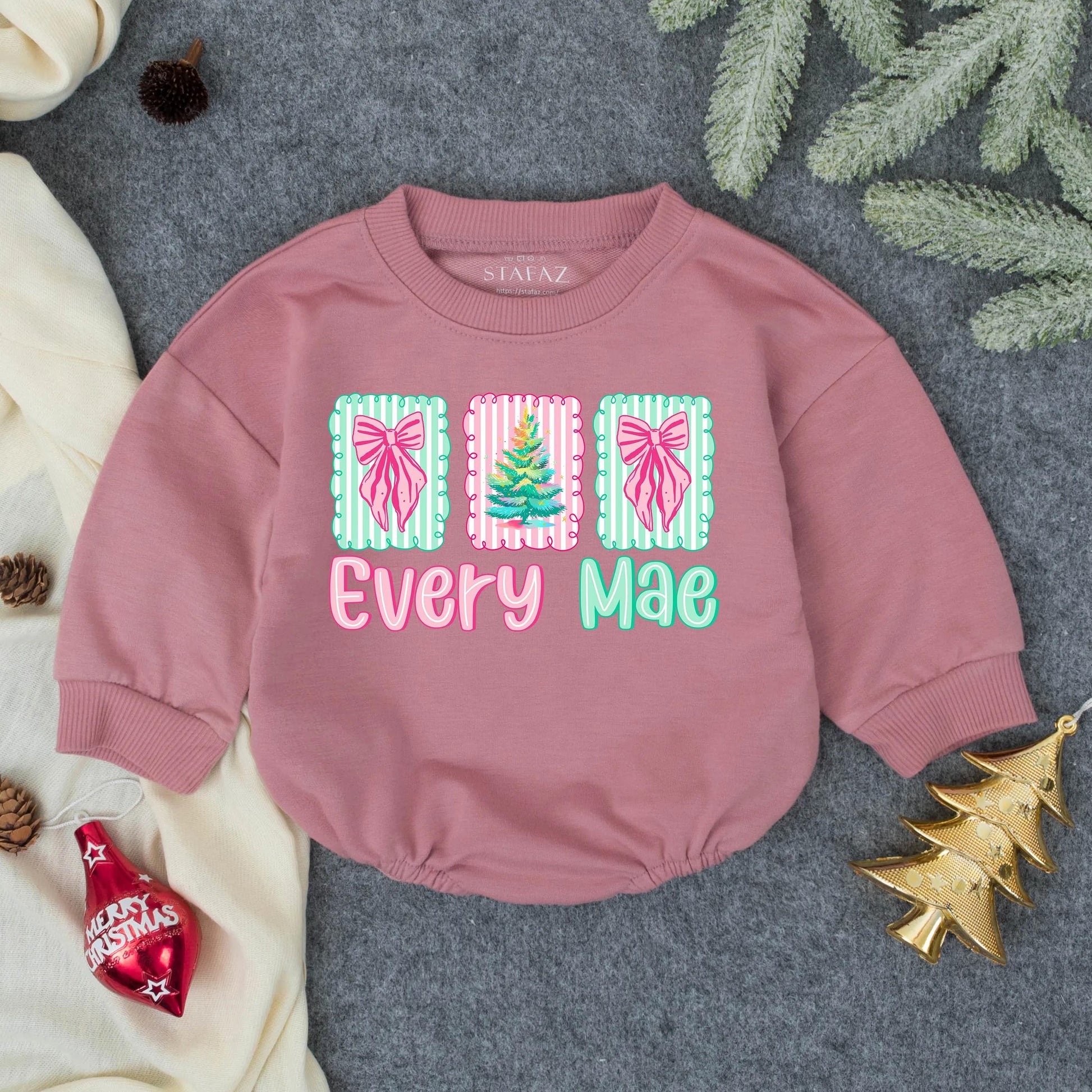 Personalized Merry and Bright Christmas Baby Romper Holiday Outfit Festive Infant Toddler Clothes Soft Comfortable First Christmas Gift