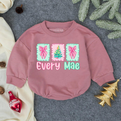 Personalized Merry and Bright Christmas Baby Romper Holiday Outfit Festive Infant Toddler Clothes Soft Comfortable First Christmas Gift