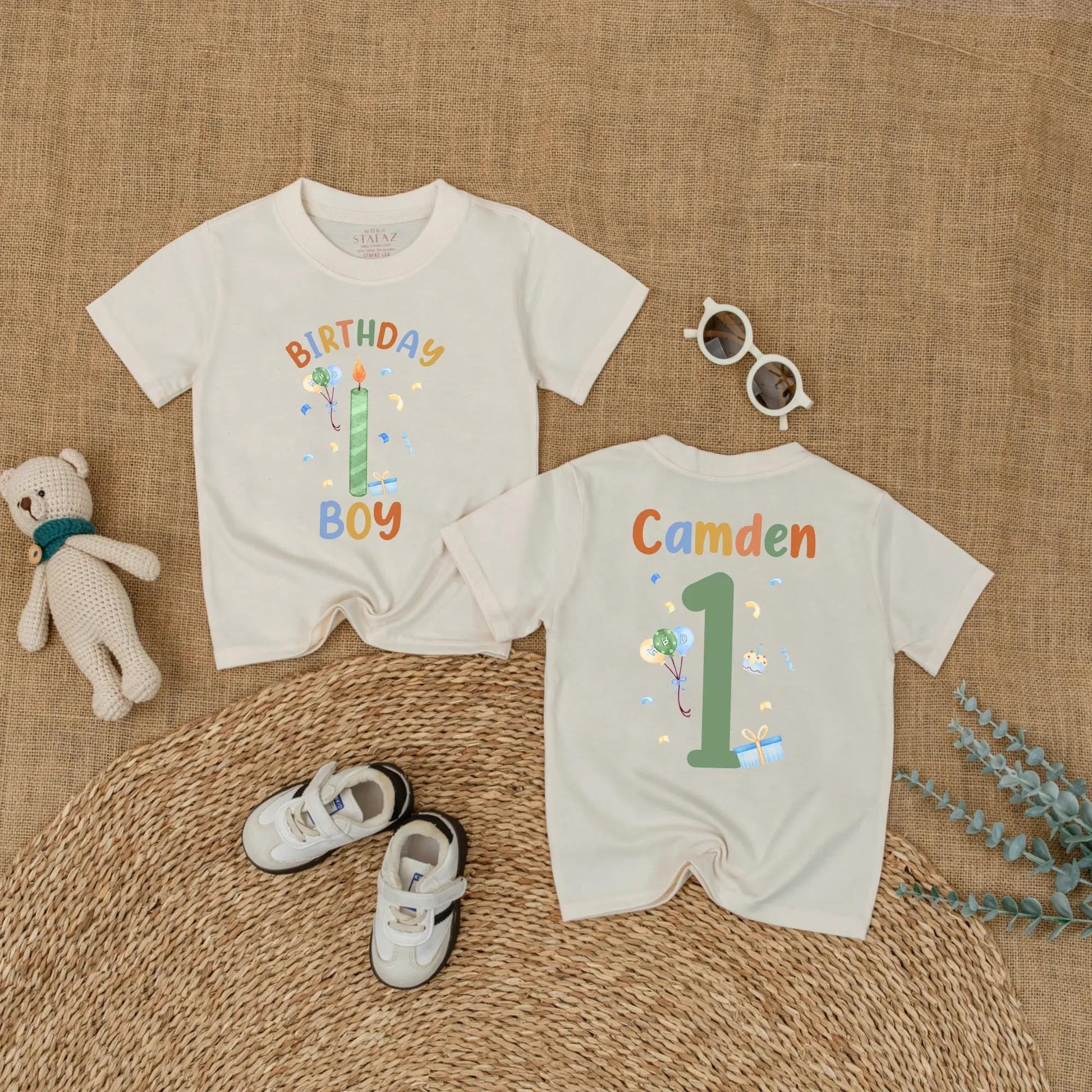 Personalized 1st Birthday Boy Romper, Custom Name Outfit, Fun Balloons & Confetti Design, First Birthday Party Gift, Baby Shower Keepsake (138 chars)
