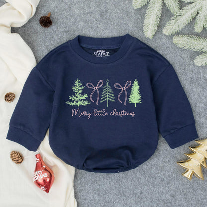 Merry Little Christmas Romper Preppy Holiday Outfit, First Xmas Infant Clothes Festive Toddler Gift Adorable Xmas Bubble Outfit Shower Idea (138 chars)