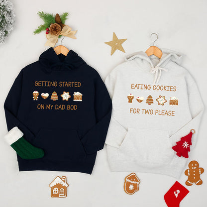 Eating Cookies For Two Christmas Sweatshirt - Funny Pregnant Mom Dad Gift, Expectant Couple Holiday Shirt, Cute Xmas Outfit