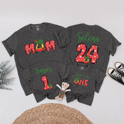 Personalized First Christmas Family Shirts with Names & Festive Snowflake Vintage Car Design Matching Outfits for Mom Dad Baby's Holiday