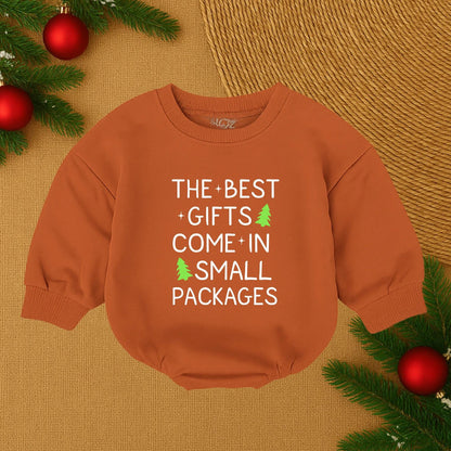 The Best Gifts Come in Small Packages Baby Bodysuit Red Festive Christmas Tree Cute Modern Holiday Baby Shower Gift