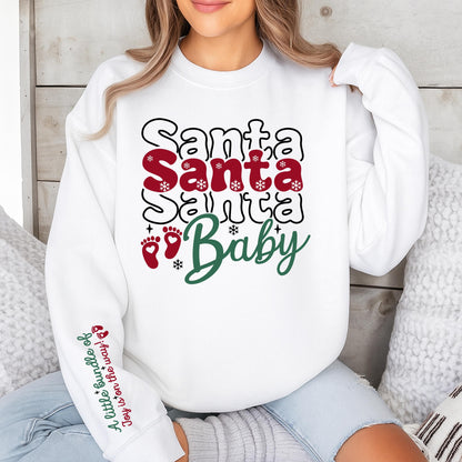 Santa Baby Christmas Pregnancy Sweater for Expecting Mom, "A Little Bundle Of Joy" Holiday Maternity Sweatshirt Gift
