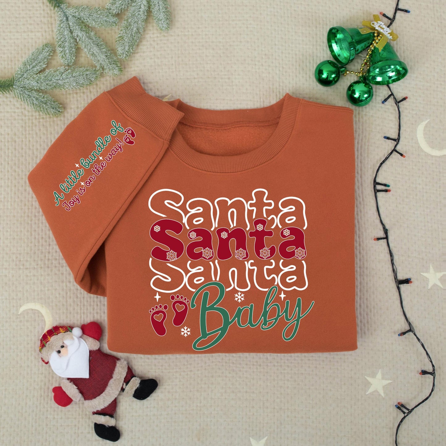 Santa Baby Christmas Pregnancy Sweater for Expecting Mom, "A Little Bundle Of Joy" Holiday Maternity Sweatshirt Gift