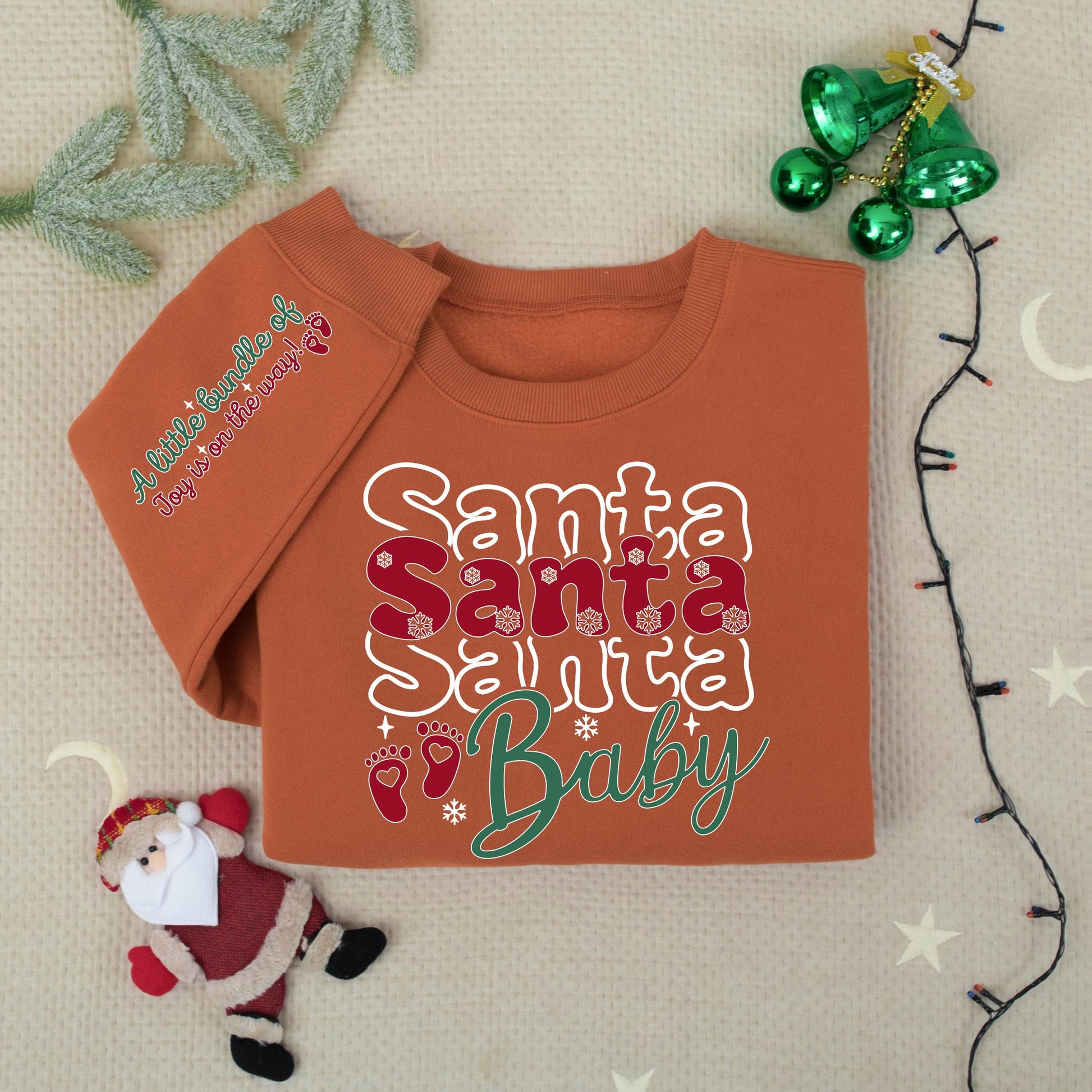 Santa Baby Christmas Pregnancy Sweater for Expecting Mom, "A Little Bundle Of Joy" Holiday Maternity Sweatshirt Gift