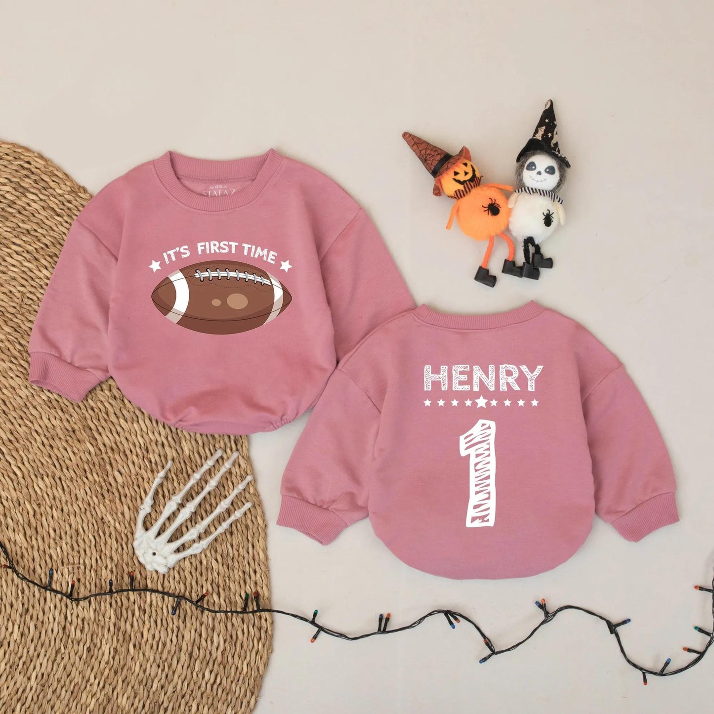 Football First Birthday Romper Set, Touchdown Outfit for Baby Boy, One Year Old Celebration, Gridiron Birthday Party Shirt, Adorable Photo Prop 139