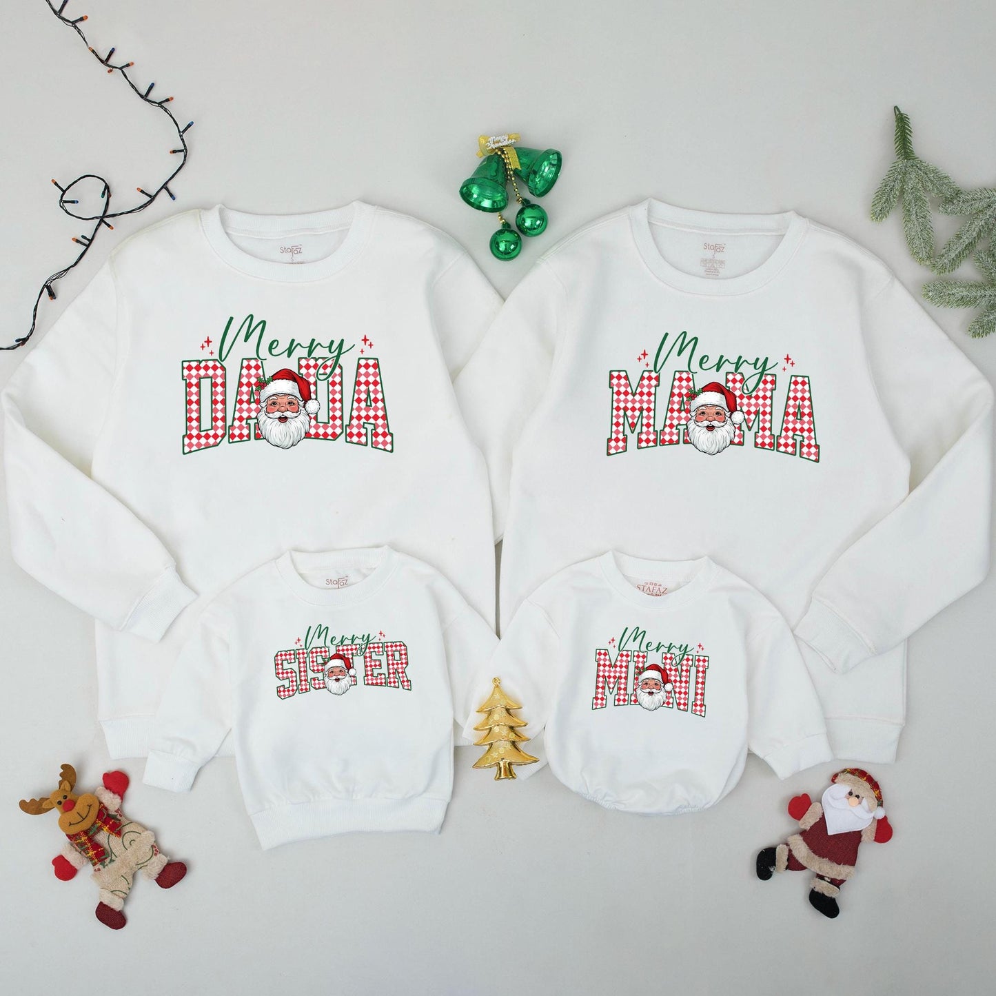 Retro Santa Claus Family Matching Christmas Sweater Cozy Merry Christmas Crewneck Winter Holiday Outfit Xmas Gift for All Ages