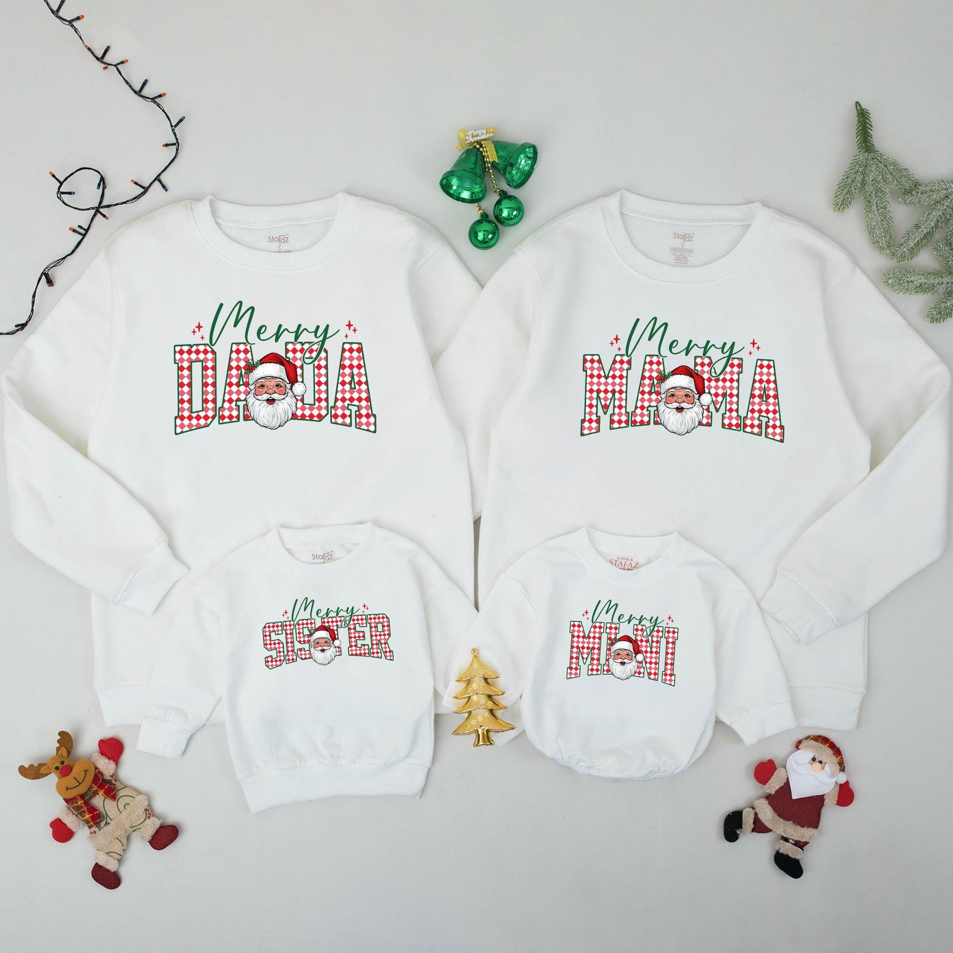 Retro Santa Claus Family Matching Christmas Sweater Cozy Merry Christmas Crewneck Winter Holiday Outfit Xmas Gift for All Ages