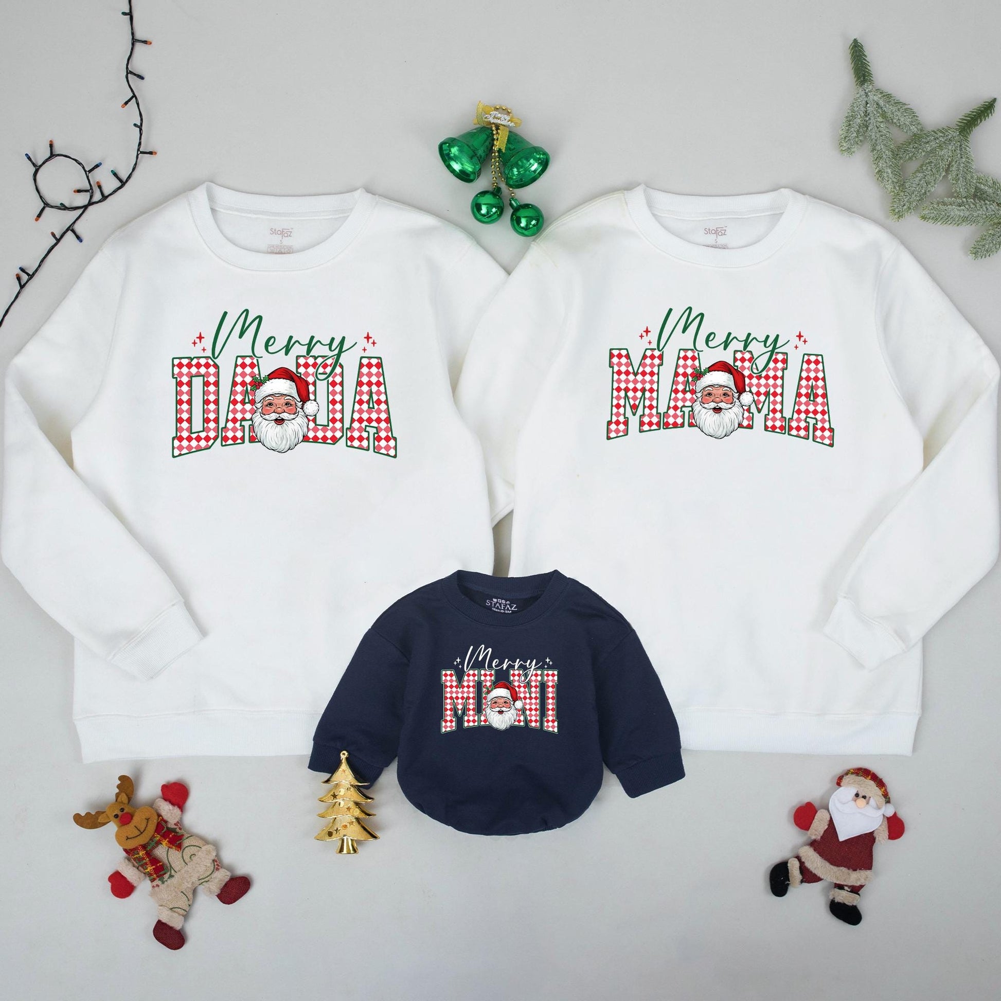 Retro Santa Claus Family Matching Christmas Sweater Cozy Merry Christmas Crewneck Winter Holiday Outfit Xmas Gift for All Ages