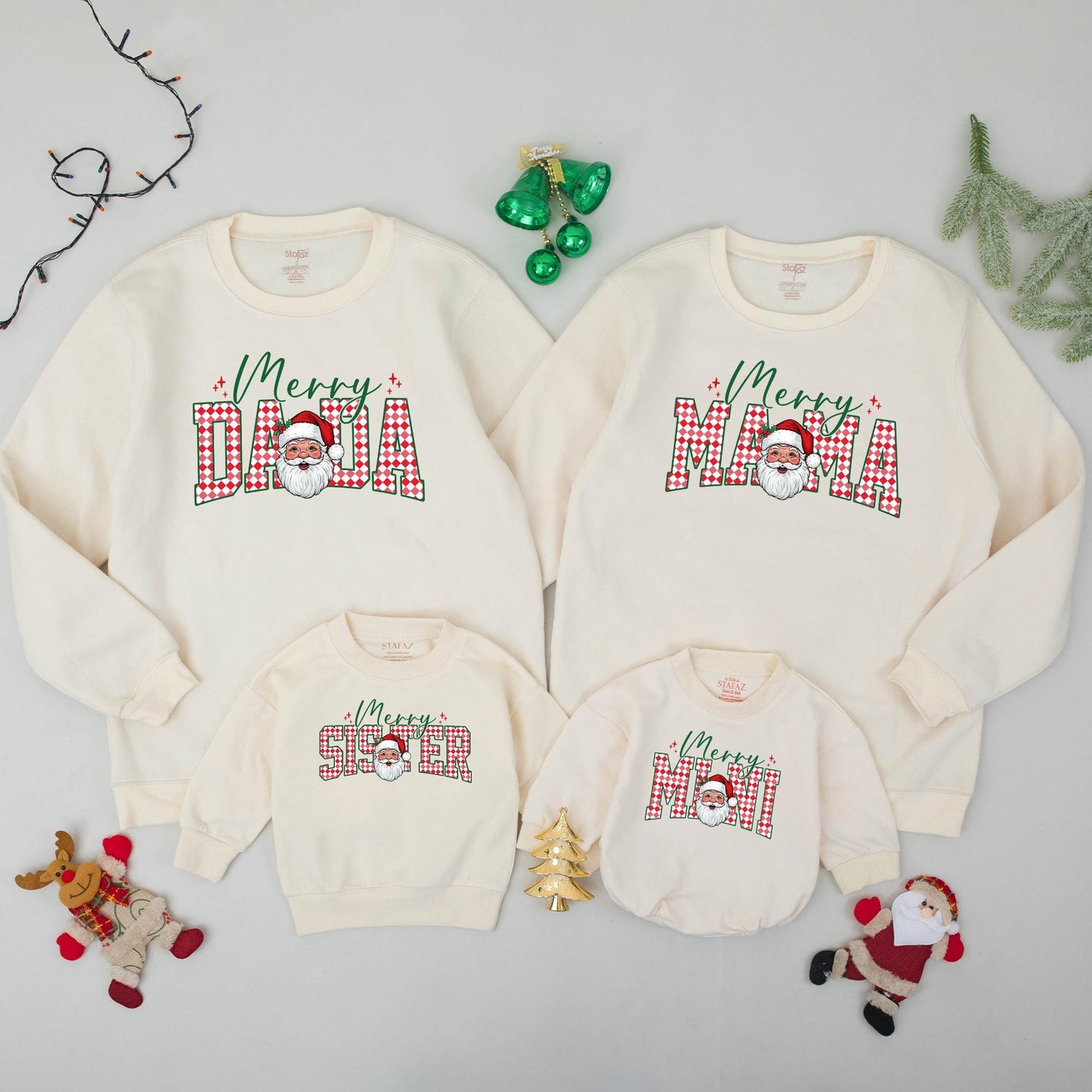 Retro Santa Claus Family Matching Christmas Sweater Cozy Merry Christmas Crewneck Winter Holiday Outfit Xmas Gift for All Ages