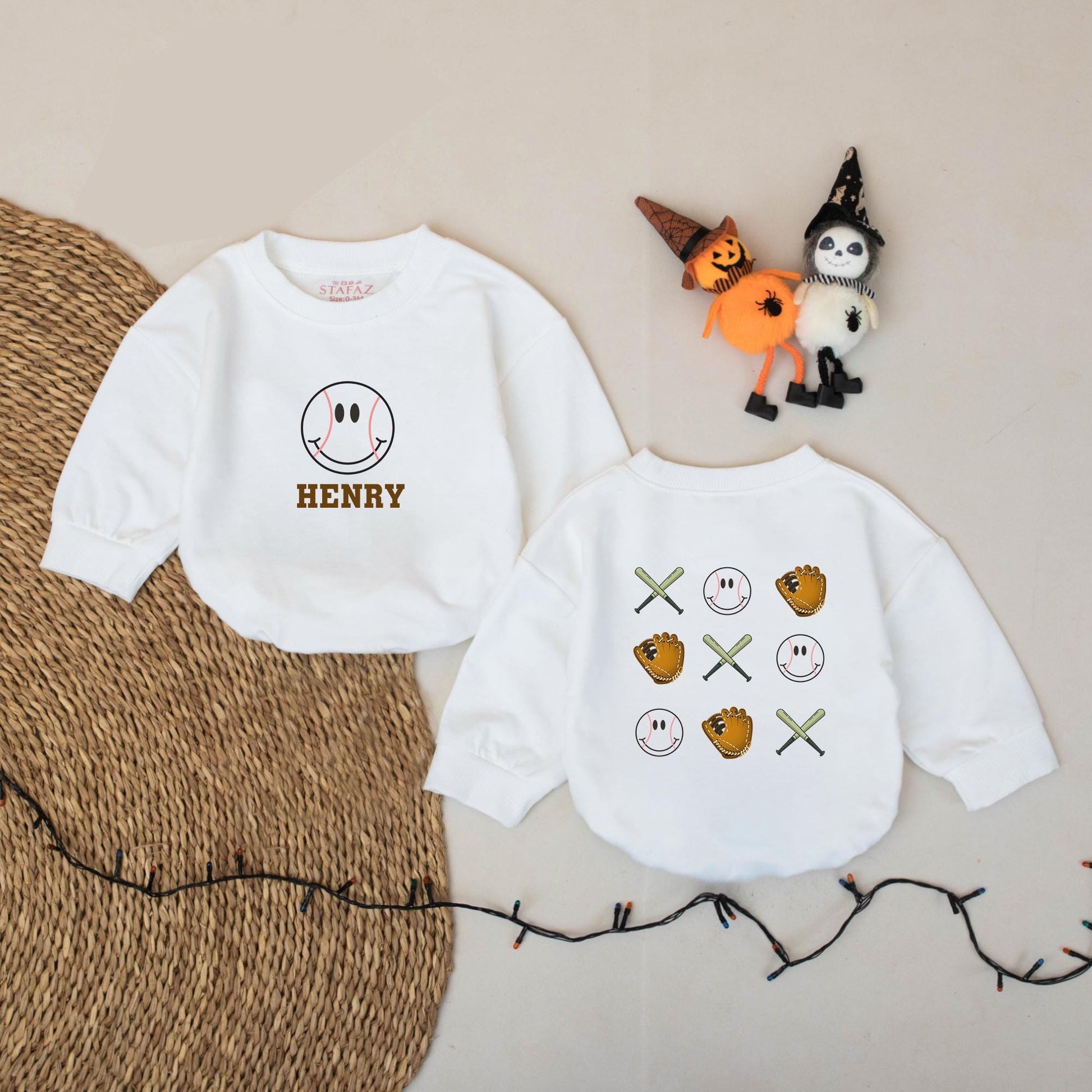 Custom Name Baseball Romper Smile Baby Bodysuit Cute Game Day Outfit Personalized Biggest Fan Little Slugger Baseball Season Short Sleeve Romper