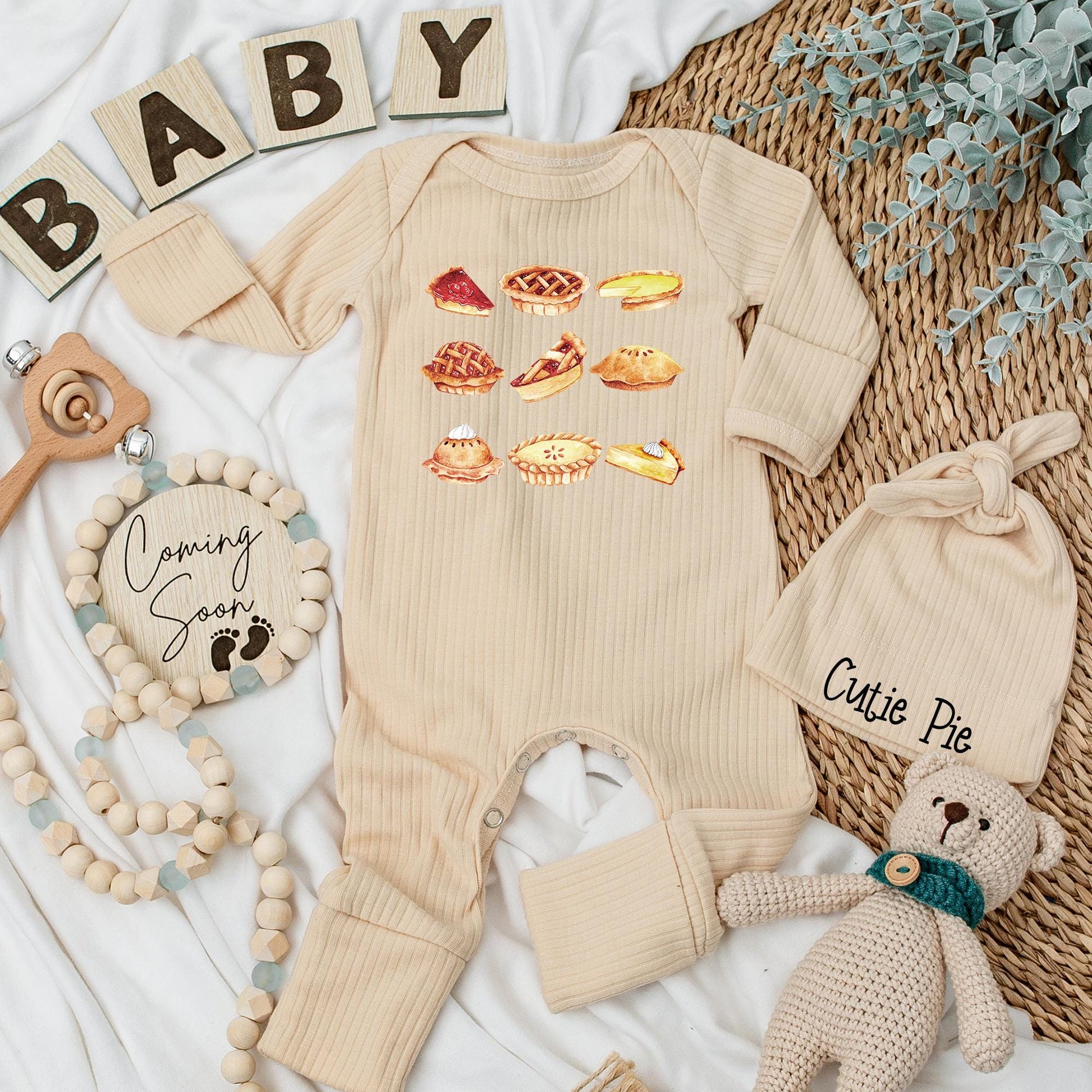 Sweet Slice Baby Girl Romper Fall Newborn Outfit Whimsical Pie Bodysuit Thanksgiving Gift Cute Pumpkin Pie Baby Clothes Autumn First Thanksgiving 134