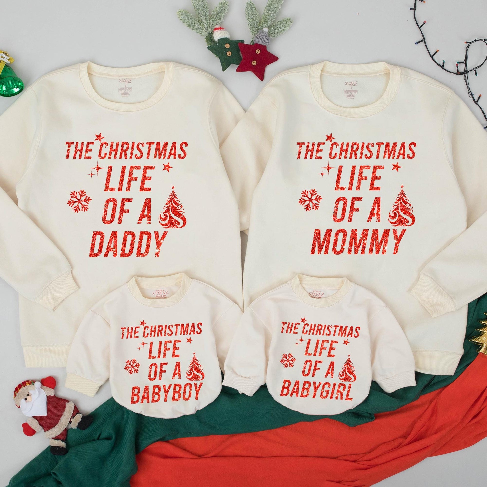 Christmas Family Matching Sweatshirts, Life of a Baby Girl Romper, Custom Name Toddler Sweater, Mommy and Me Outfits, Holiday Family Photo Shirts (137)