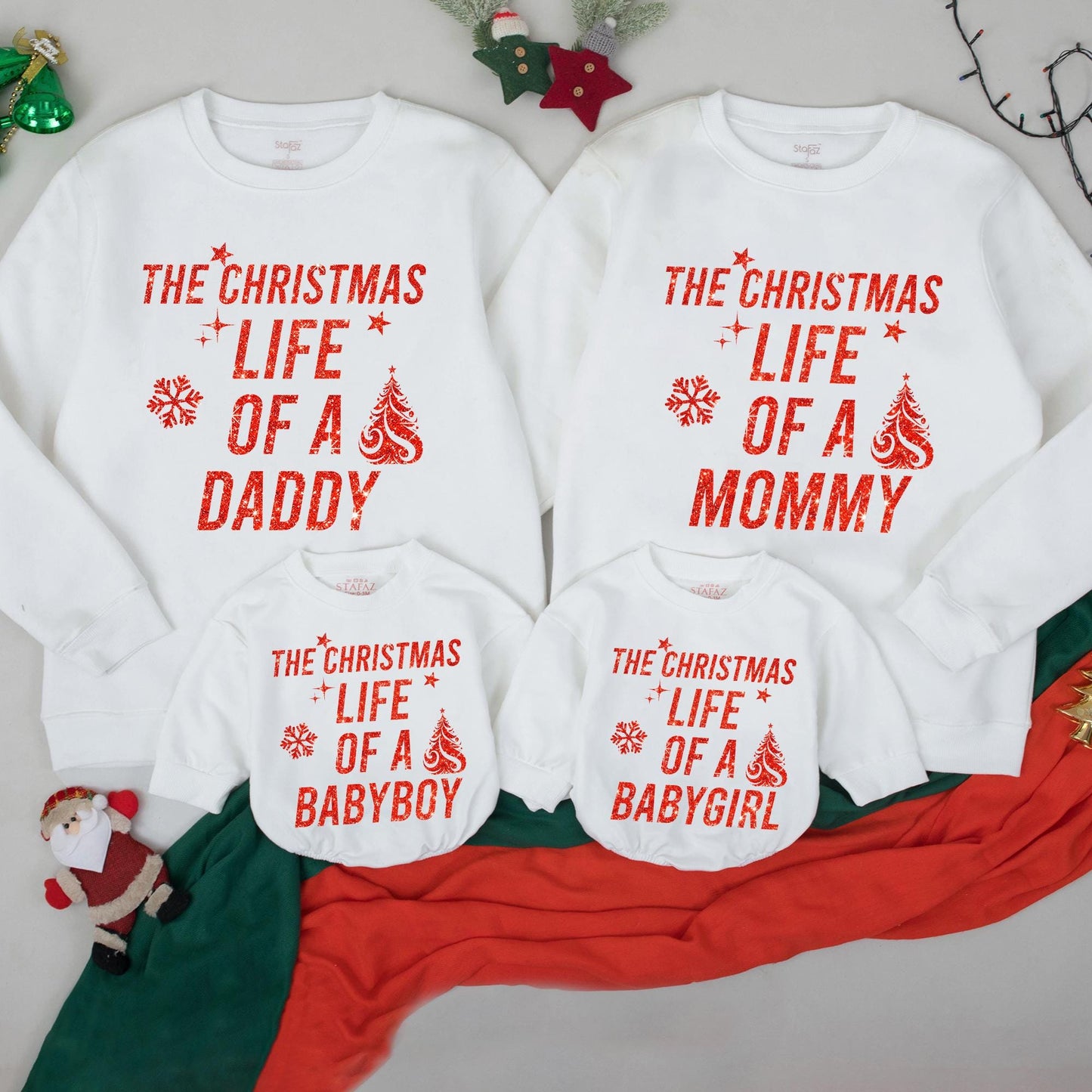 Christmas Family Matching Sweatshirts, Life of a Baby Girl Romper, Custom Name Toddler Sweater, Mommy and Me Outfits, Holiday Family Photo Shirts (137)