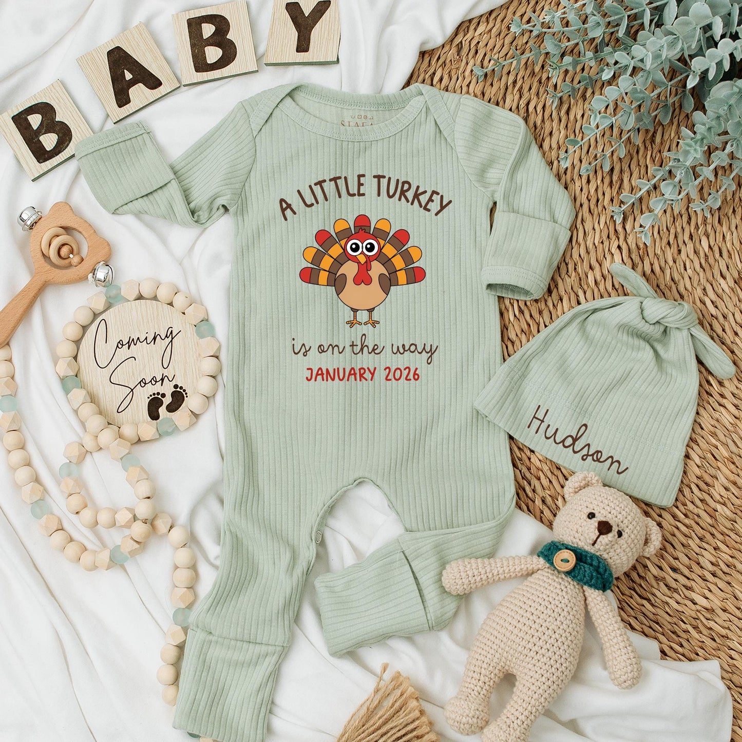 A Little Turkey Is On The Way Baby Bodysuit Cute Cartoon Turkey Fall Newborn Outfit January 2026 Baby Shower Gift First Thanksgiving Coming Home
