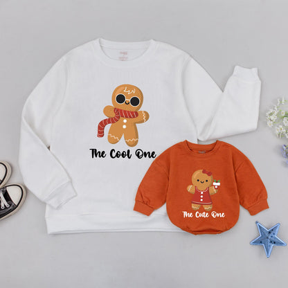 Personalized Gingerbread Family Christmas Sweatshirts Matching Outfits, Mom, Dad & Kids Holiday Sweaters, Vintage Christmas Gift