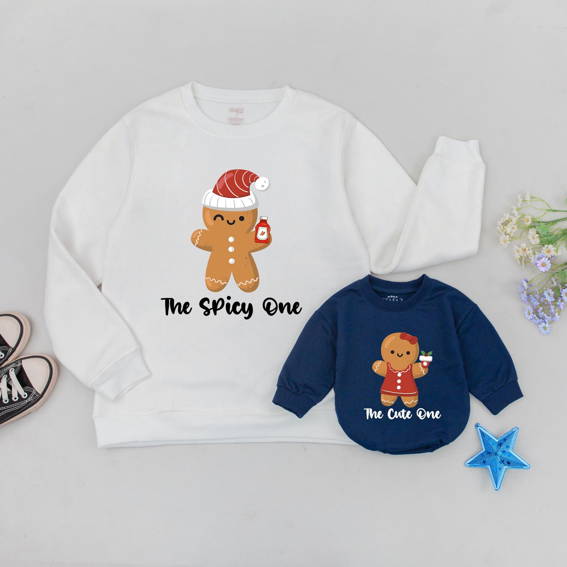 Personalized Gingerbread Family Christmas Sweatshirts Matching Outfits, Mom, Dad & Kids Holiday Sweaters, Vintage Christmas Gift