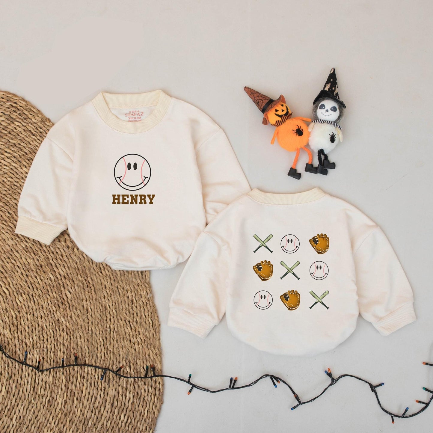 Custom Name Baseball Romper Smile Baby Bodysuit Cute Game Day Outfit Personalized Biggest Fan Little Slugger Baseball Season Short Sleeve Romper