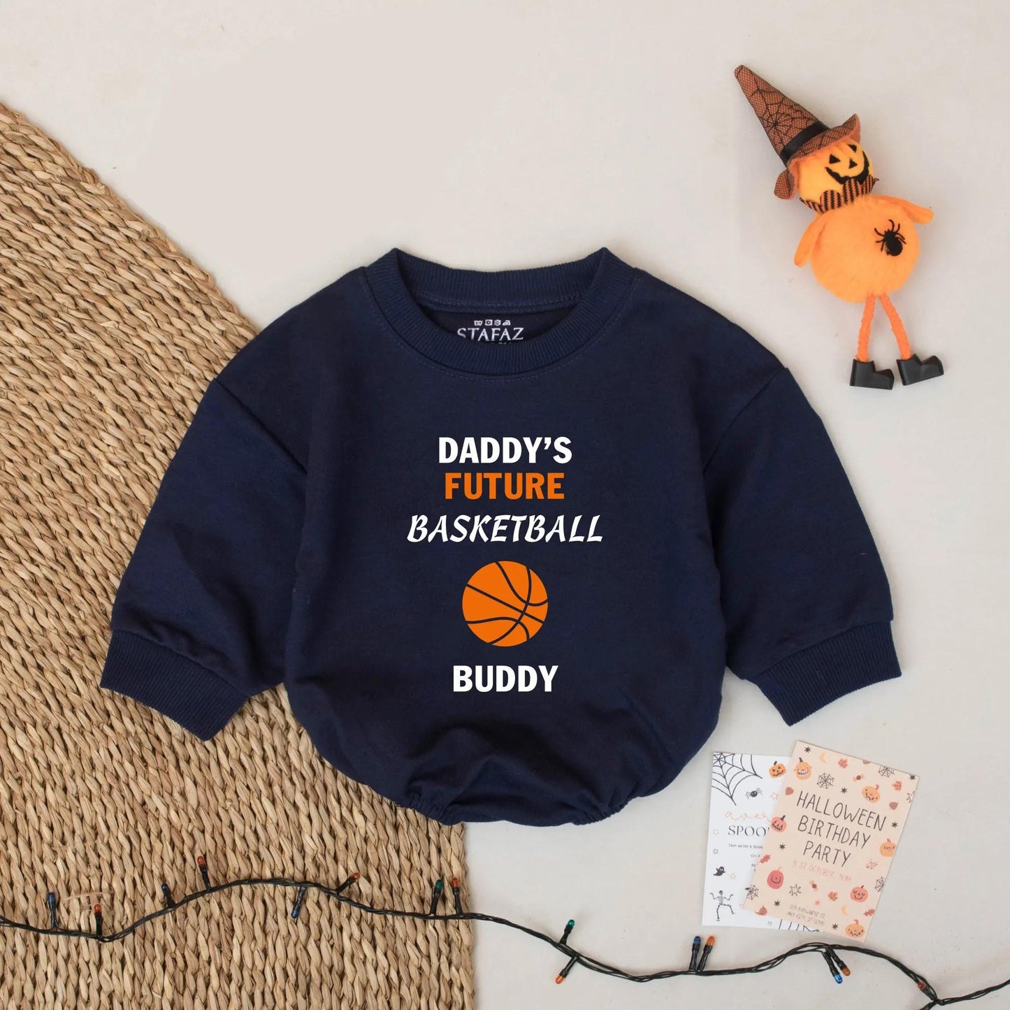 Daddy's Future Basketball Buddy Baby Romper Modern Orange Ball Design Newborn Infant Boy Girl Clothes Soft Cotton Fathers Day Gift