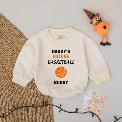 Daddy's Future Basketball Buddy Baby Romper Modern Orange Ball Design Newborn Infant Boy Girl Clothes Soft Cotton Fathers Day Gift
