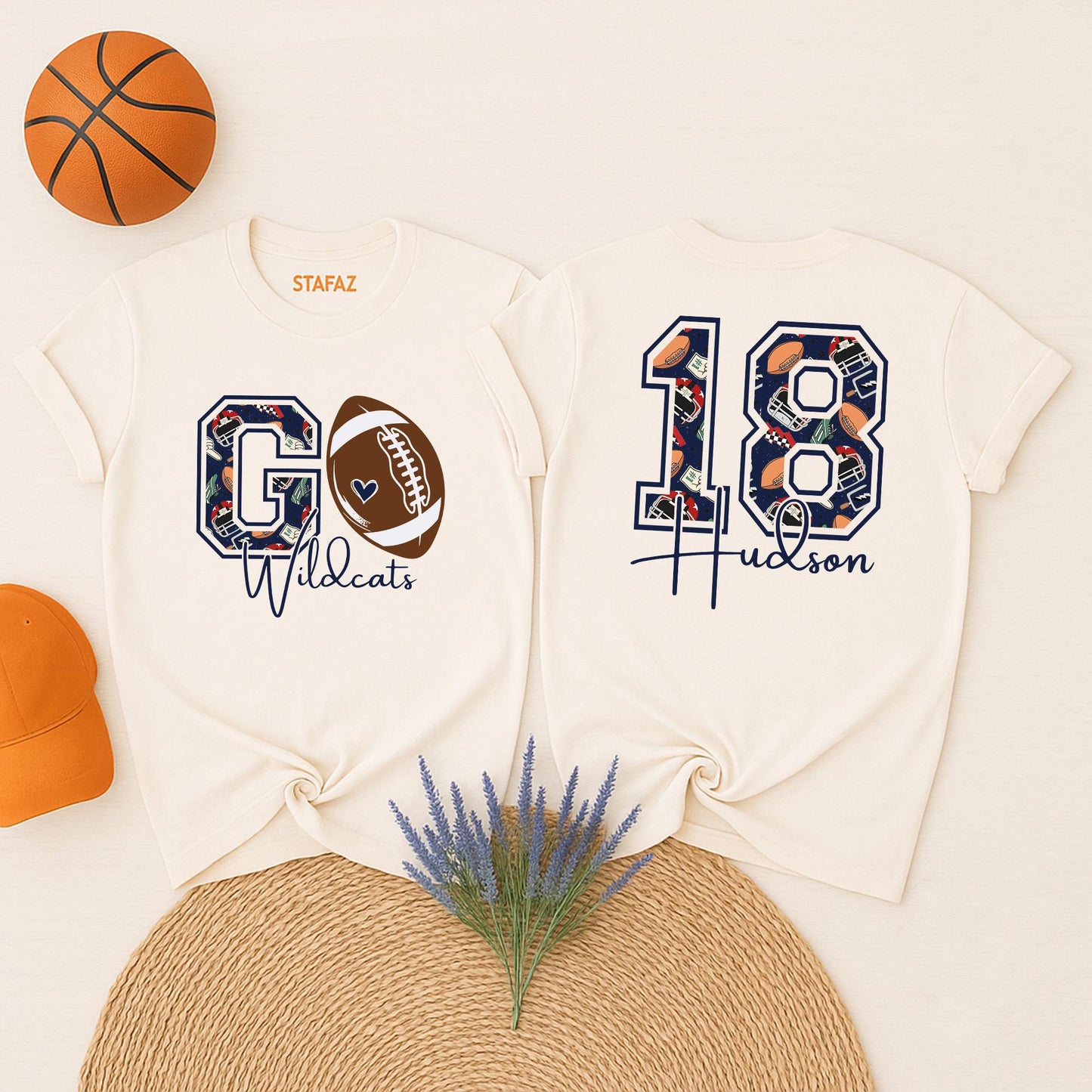 GO Wildcats Football Shirt, Custom Name & Number, Football Mom Gift, Game Day Tee, Sports Mama Outfit, School Spirit