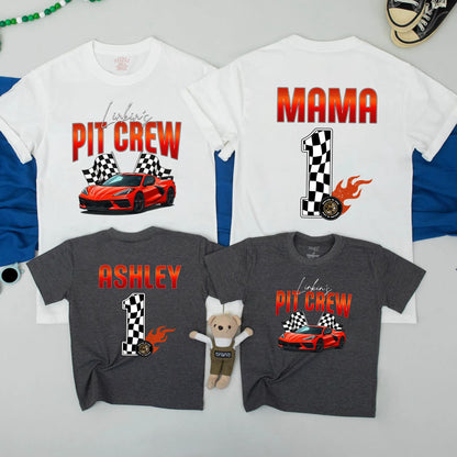 Race Car Birthday Matching Family Shirts & Pit Crew Mama Mimi Sweatshirt Fast One Boy's 1st Birthday Tees
