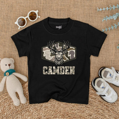 Personalized Camo Deer Hunting Romper for Baby Boy - Custom Bodysuit, Infant Clothes, Baby Shower Gift, Outdoor Outfit