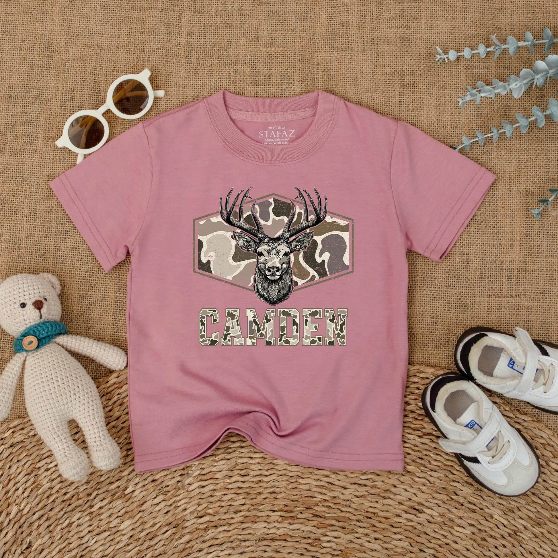 Personalized Camo Deer Hunting Romper for Baby Boy - Custom Bodysuit, Infant Clothes, Baby Shower Gift, Outdoor Outfit