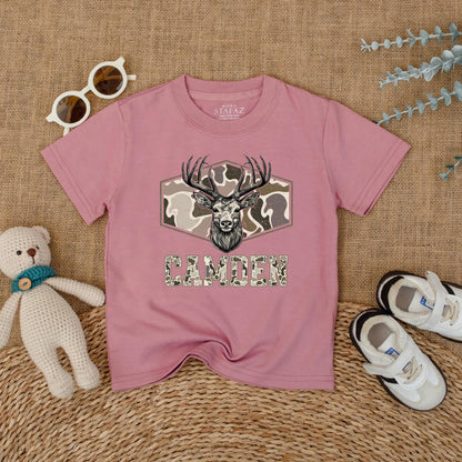 Personalized Camo Deer Hunting Romper for Baby Boy - Custom Bodysuit, Infant Clothes, Baby Shower Gift, Outdoor Outfit