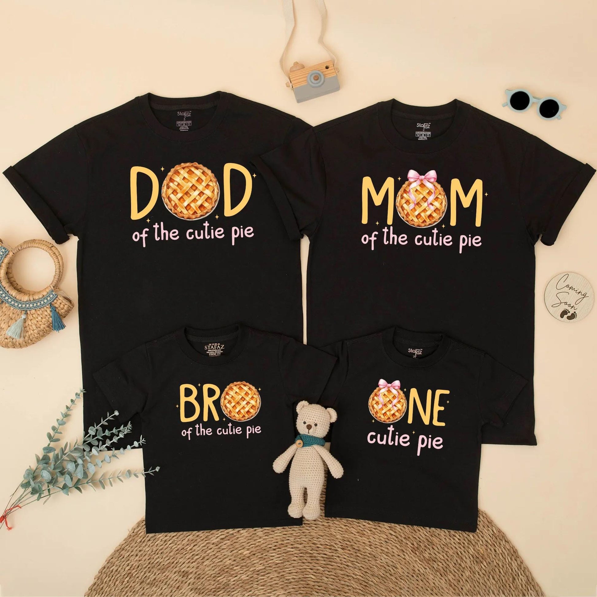Matching One Cutie Pie Family Birthday Shirts - Fall Pumpkin Pie 1st Birthday Outfit Mommy & Baby Girl Gift