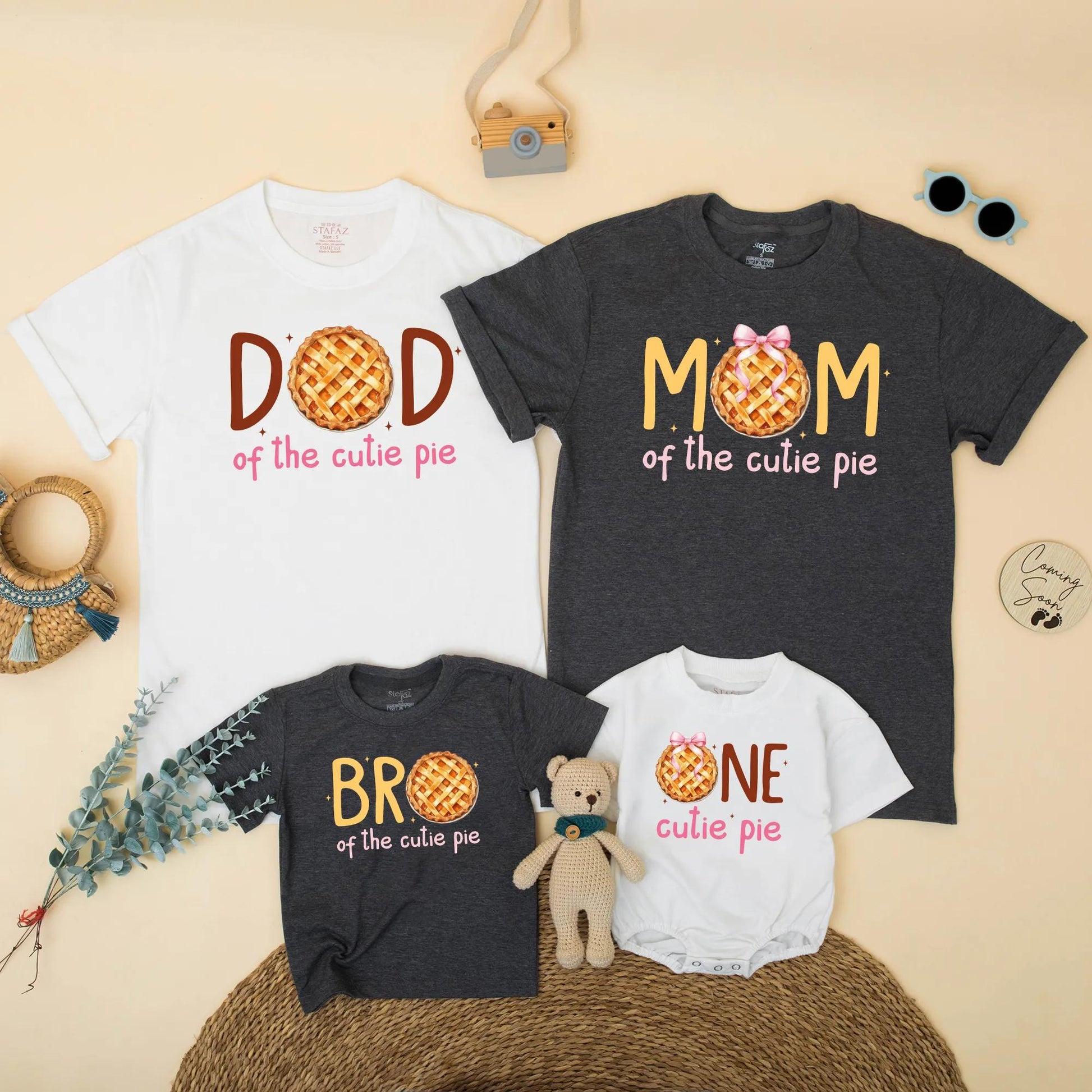 Matching One Cutie Pie Family Birthday Shirts - Fall Pumpkin Pie 1st Birthday Outfit Mommy & Baby Girl Gift