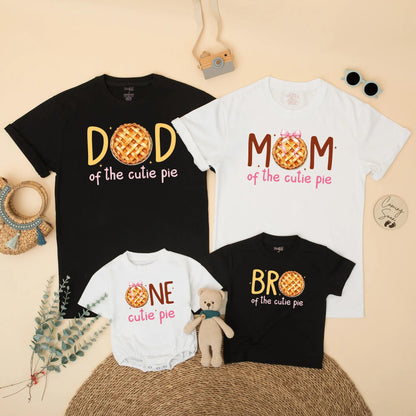 Matching One Cutie Pie Family Birthday Shirts - Fall Pumpkin Pie 1st Birthday Outfit Mommy & Baby Girl Gift