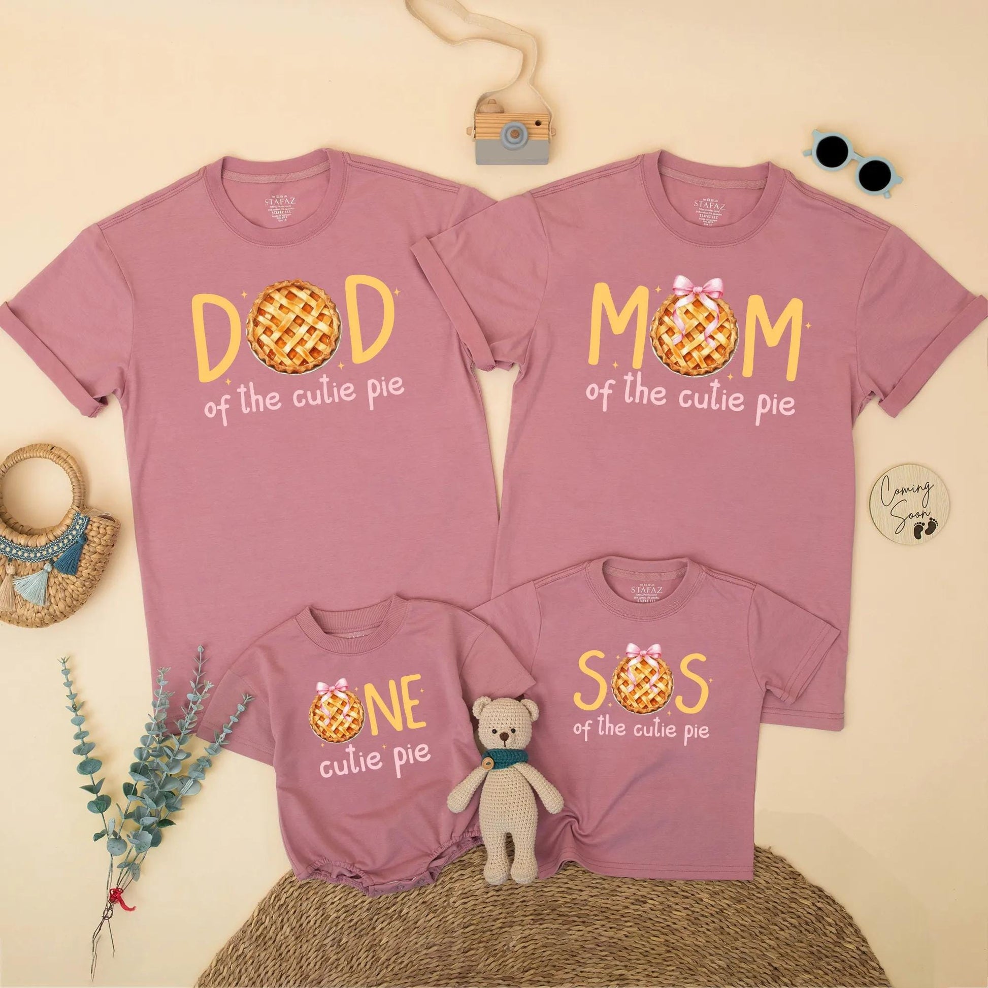 Matching One Cutie Pie Family Birthday Shirts - Fall Pumpkin Pie 1st Birthday Outfit Mommy & Baby Girl Gift