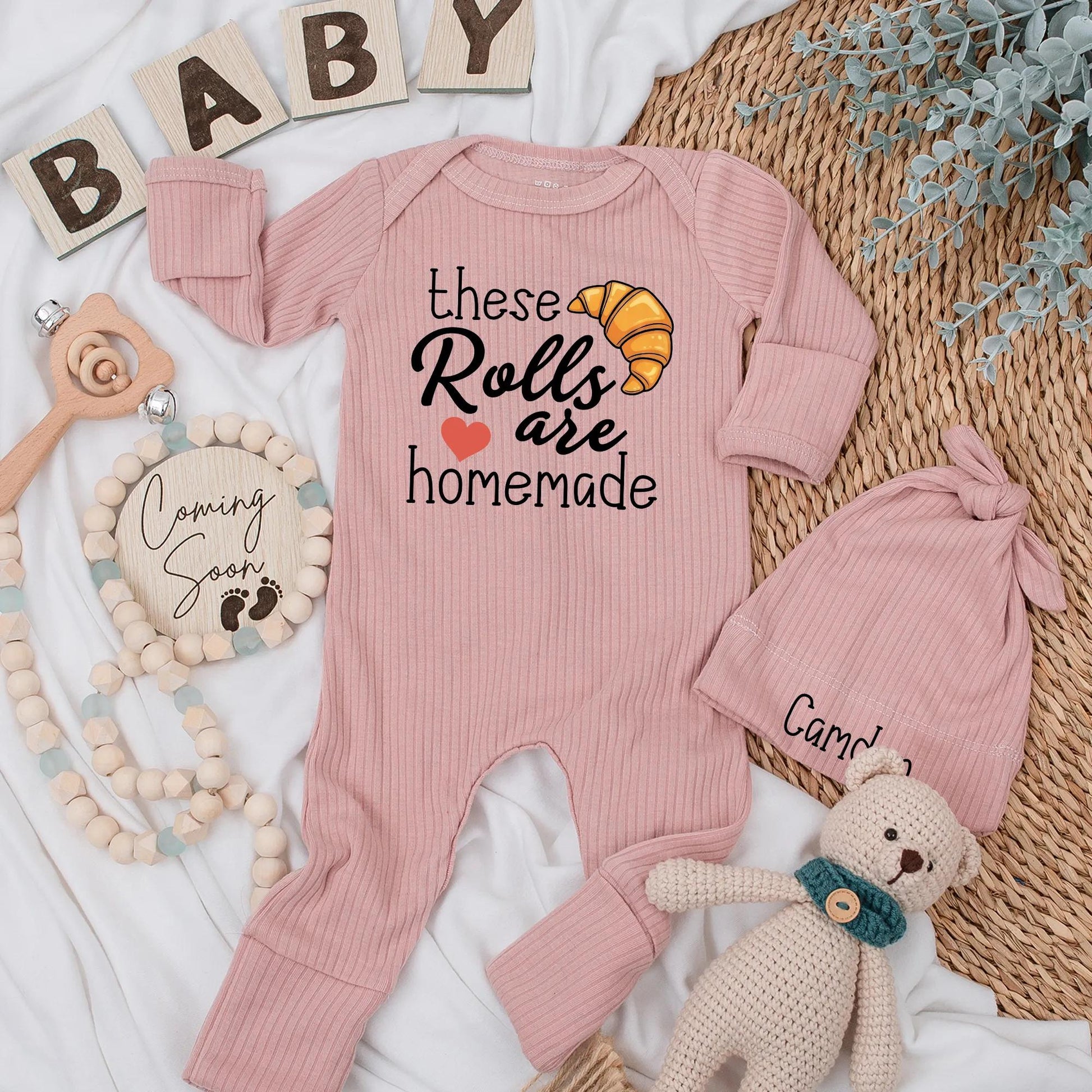 These Rolls Are Homemade Baby Bodysuit - Cute Thanksgiving Outfit, Foodie Newborn Gift, Baking Romper, Gender Neutral Bread Clothes 138 chars