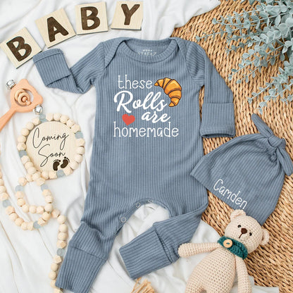These Rolls Are Homemade Baby Bodysuit - Cute Thanksgiving Outfit, Foodie Newborn Gift, Baking Romper, Gender Neutral Bread Clothes 138 chars