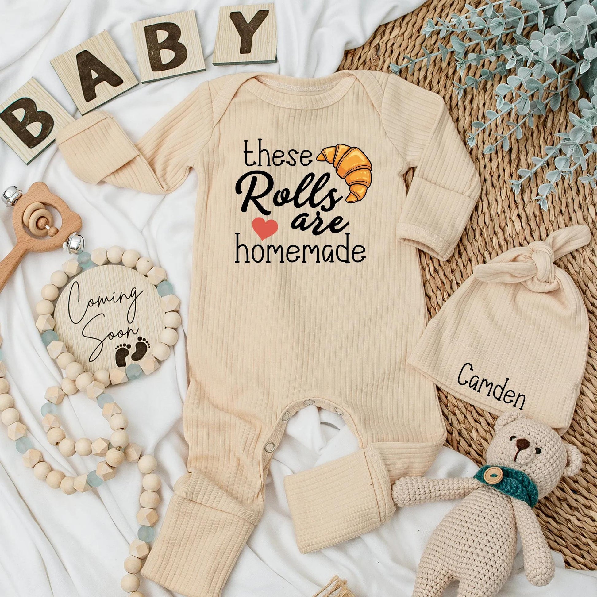 These Rolls Are Homemade Baby Bodysuit - Cute Thanksgiving Outfit, Foodie Newborn Gift, Baking Romper, Gender Neutral Bread Clothes 138 chars