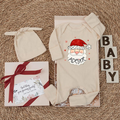 Personalized Adeline Santa Baby Bodysuit Newborn Christmas Gift, Custom Baby Outfit, Cute Santa Clothes, Baby Shower Gift
