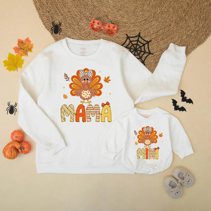 Turkey Mama and Mini Matching Sweatshirts - Thanksgiving Mommy and Me Outfit, Cute Fall Family Matching Clothes, Little Turkey Romper, Baby Gift 137