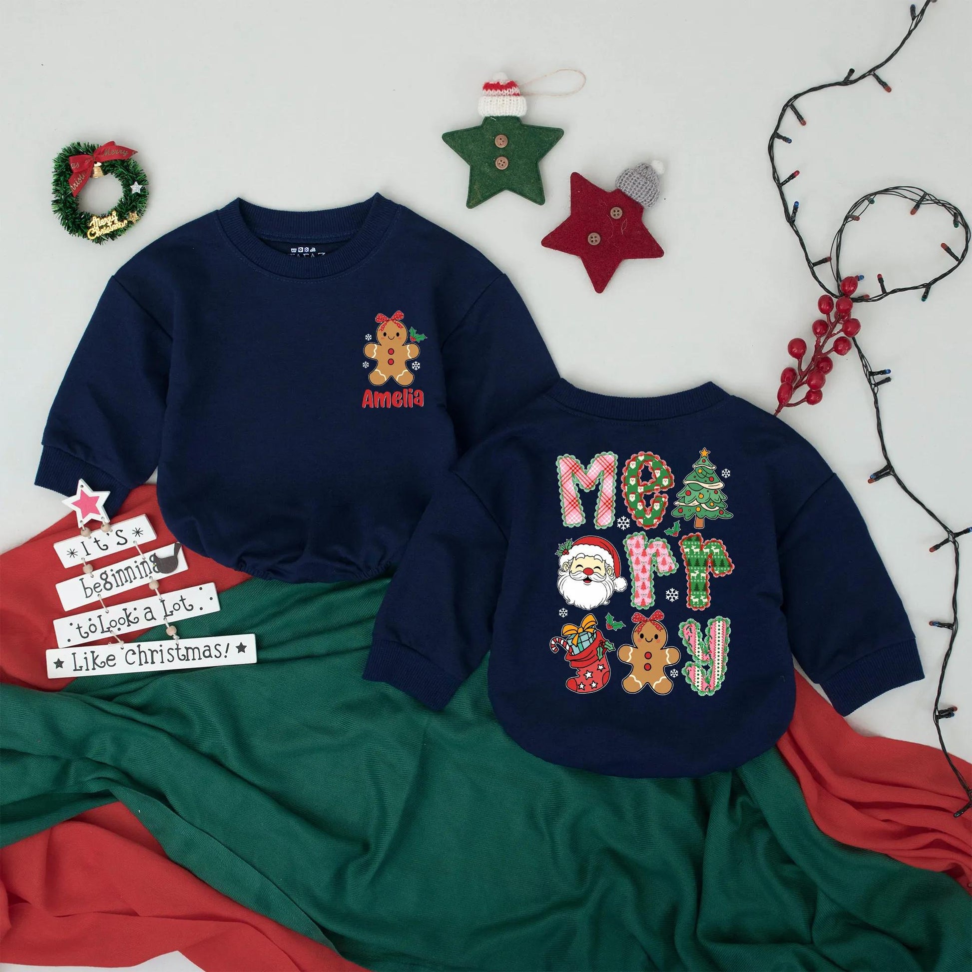 Personalized Preppy Merry Christmas Bubble Romper Baby's First Holiday Outfit Retro Vintage Infant Bodysuit Unique Gift Idea