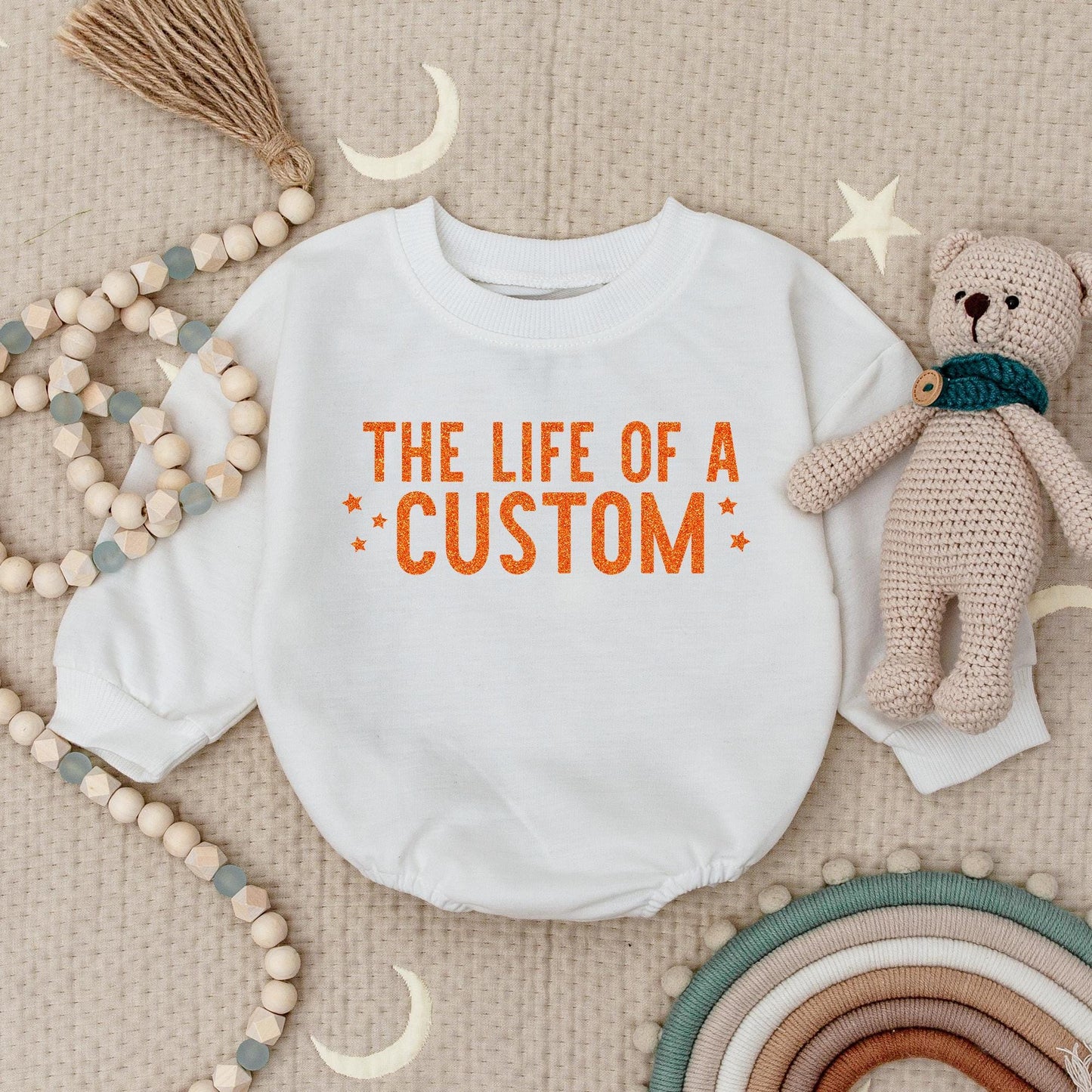 The Life of a Custom Baby Bubble Romper Cute Orange Glitter Text Personalized Infant Bodysuit Shower Gift Name Outfit