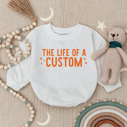 The Life of a Custom Baby Bubble Romper Cute Orange Glitter Text Personalized Infant Bodysuit Shower Gift Name Outfit