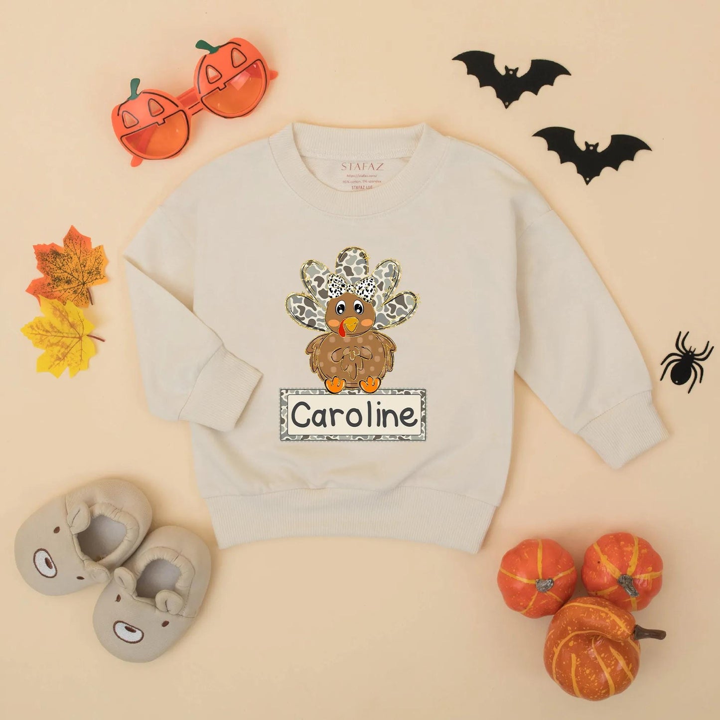 Camo Turkey Matching Sweatshirt Romper Thanksgiving Outfit, Personalized Fall Baby Clothes, First Thanksgiving Gift Boy or Girl, Cute Thanksgiving Outfit 