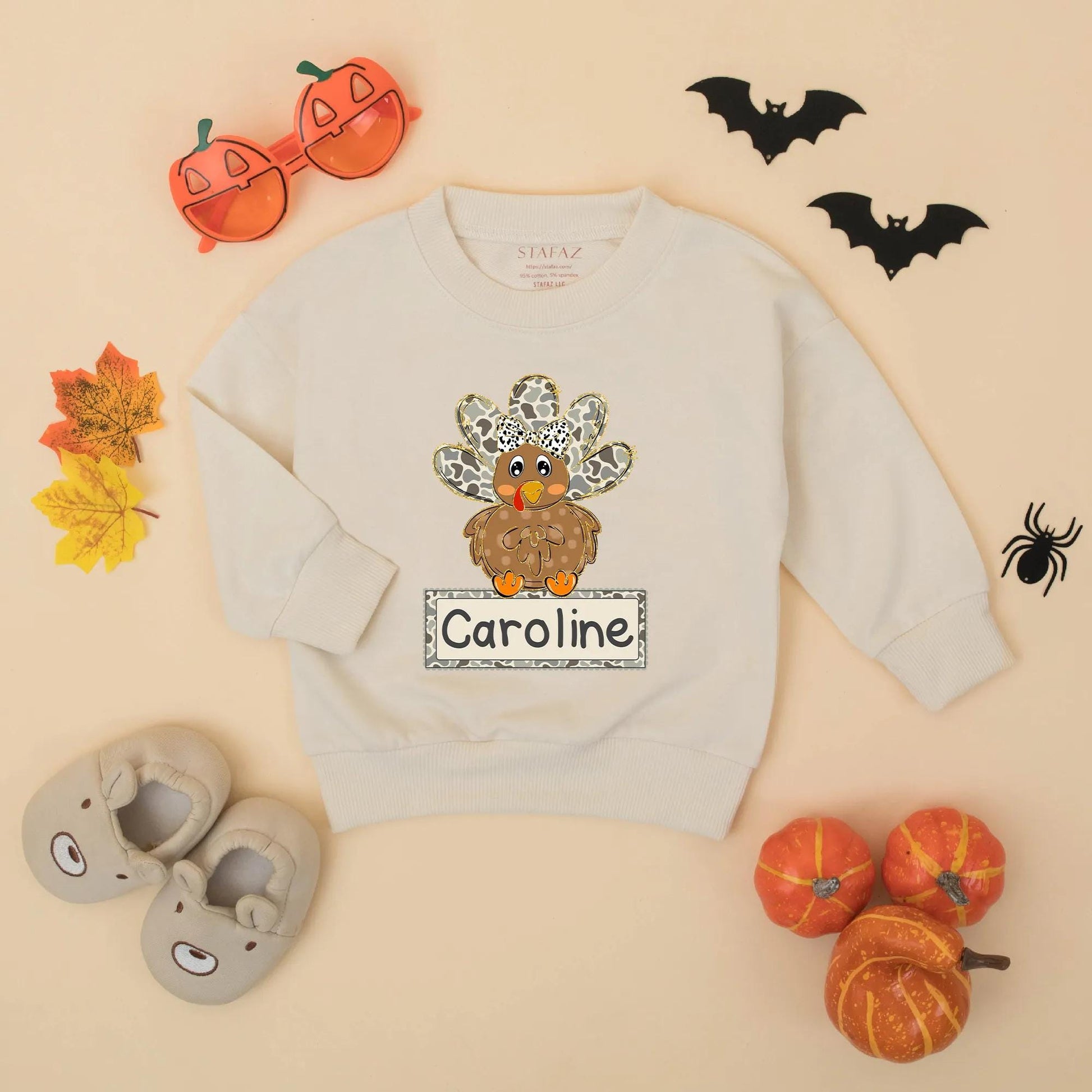 Camo Turkey Matching Sweatshirt Romper Thanksgiving Outfit, Personalized Fall Baby Clothes, First Thanksgiving Gift Boy or Girl, Cute Thanksgiving Outfit 