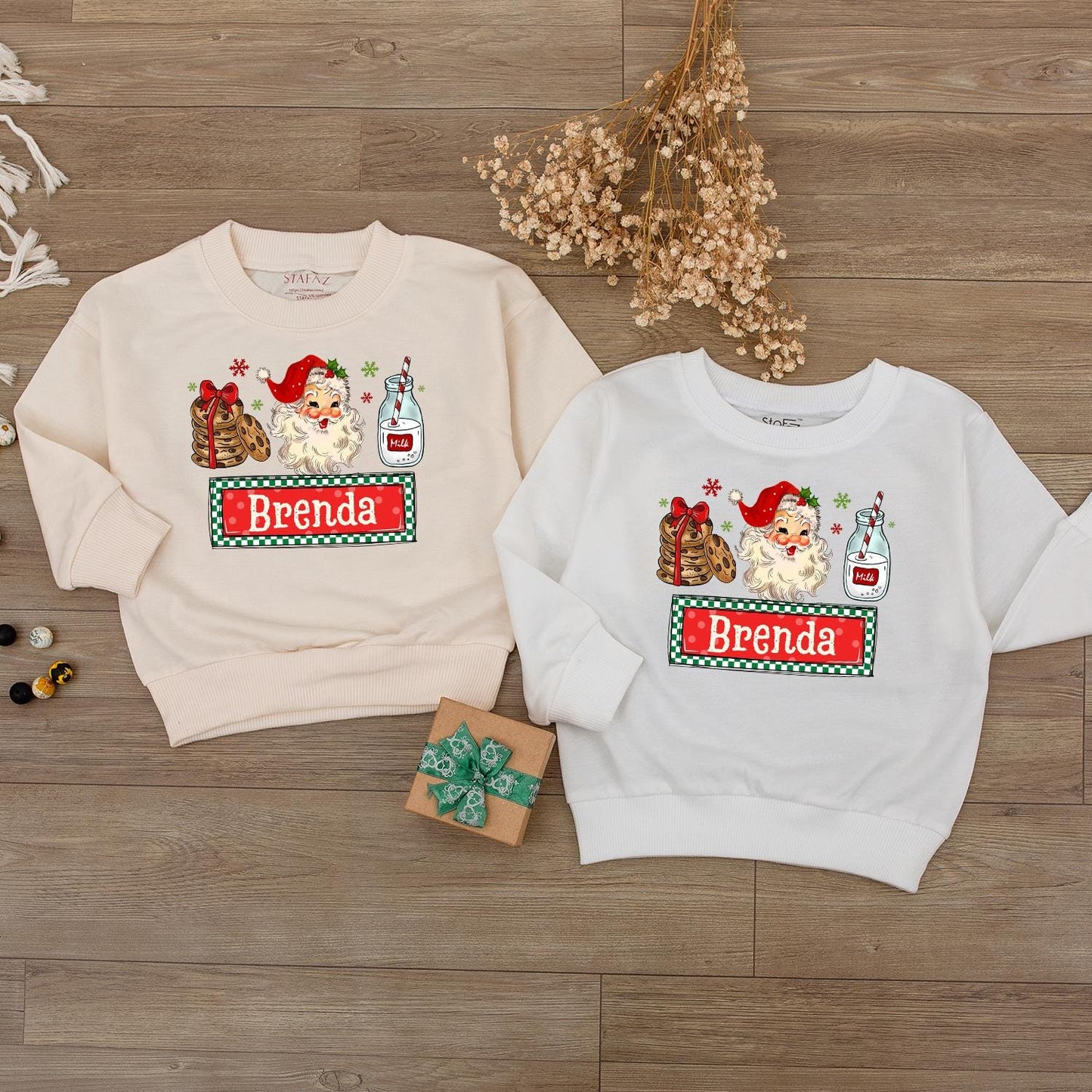 Custom Name Sibling Matching Retro Santa Baby Bodysuit for Kids Vintage Christmas Holiday Outfit Boys Girls Soft Cotton Tee