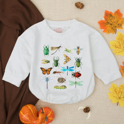 Vintage Insect Garden Baby Romper Retro Bug Print Outfit Nature Lover Toddler Clothes Beetle Caterpillar Dragonfly Cotton Outfit Outdoorsy Neutral Gift (139 chars)