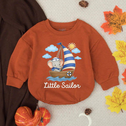 Little Sailor Baby Boy Romper Outfit, Nautical Theme Newborn Gift, Infant Clothes Toddler Boy, Blue Waves, Sailor Hat, Baby Shower Gift