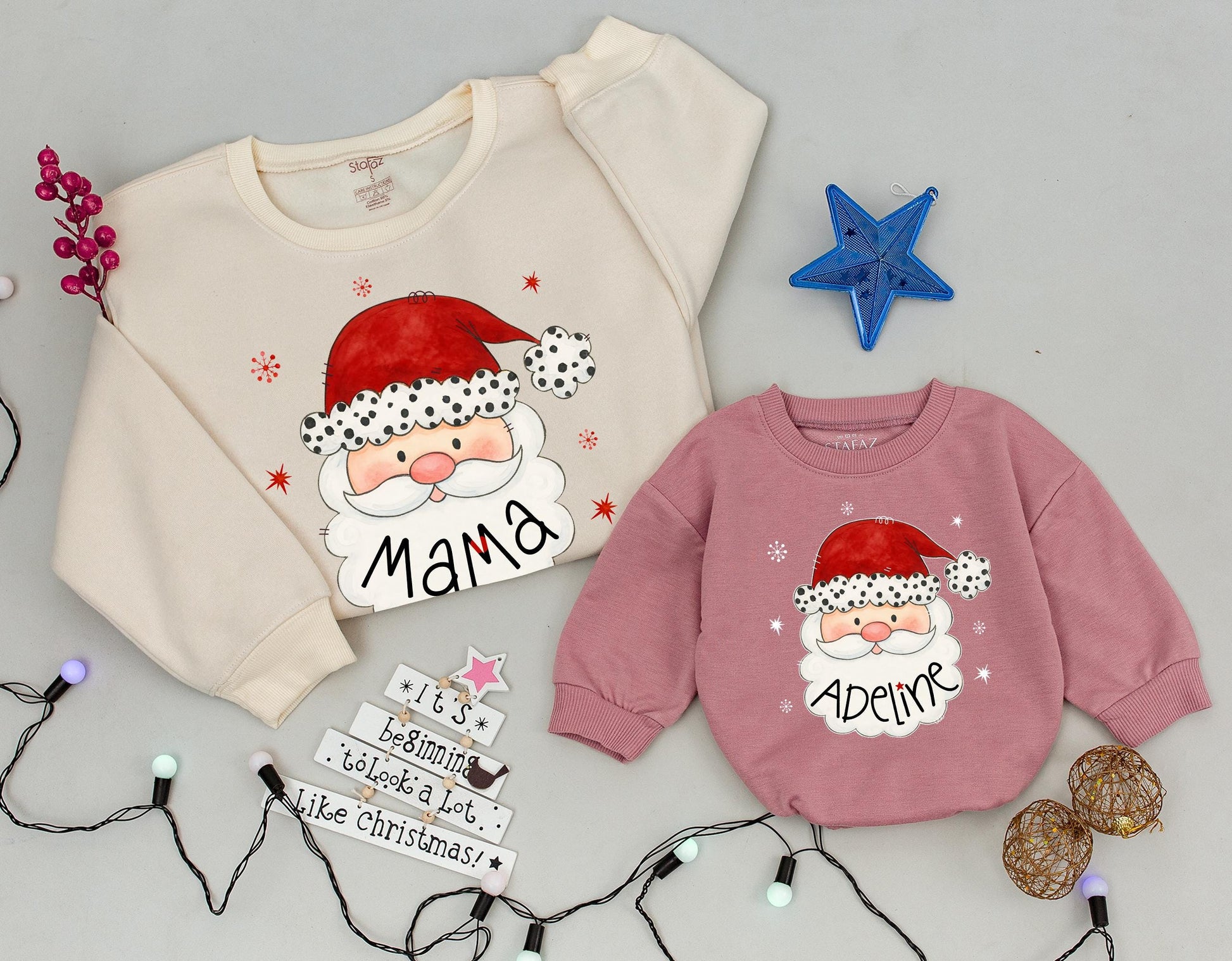 Retro Santa Family Matching Christmas Sweatshirts, Vintage Holiday Crewneck Outfits, Cute Xmas Gift Shirts, Youth Sweaters, Merry Christmas Vibes
