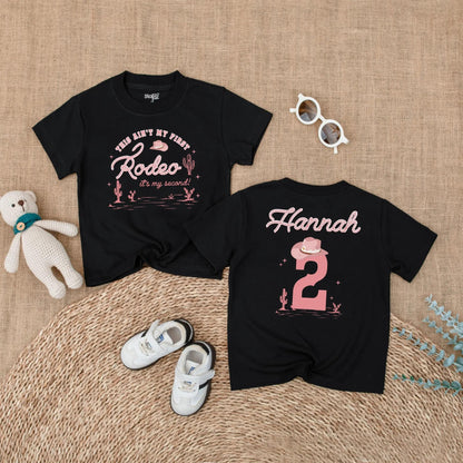 Personalized Second Rodeo Birthday Girl Shirt, Two Wild Cowgirl Party Outfit, Custom Name Hannah, Pink Western Theme, 2nd Birthday Gift, Cactus Design